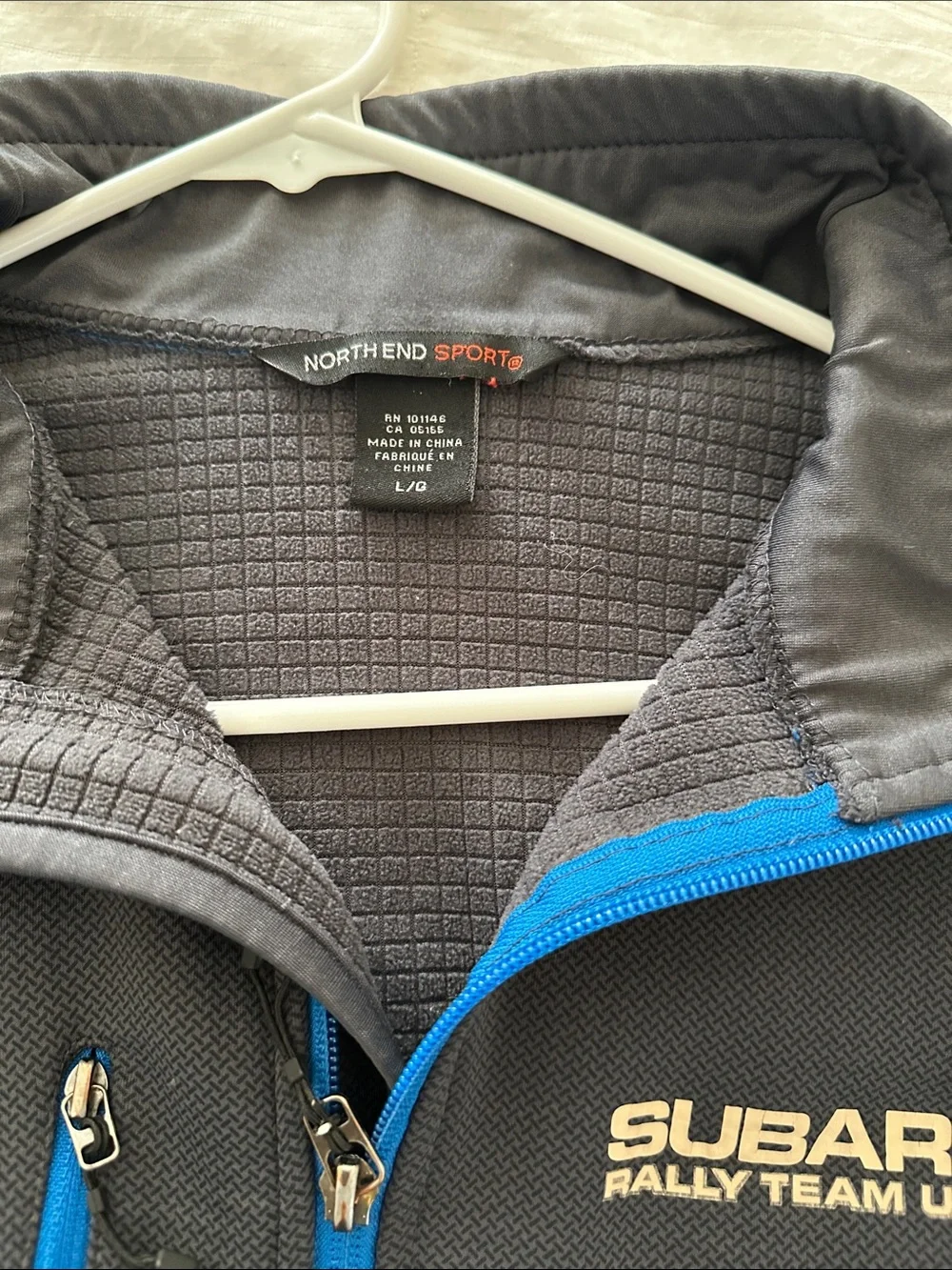 Subaru Rally Team USA Men's Gray Performance Zip Jacket with Blue Trim